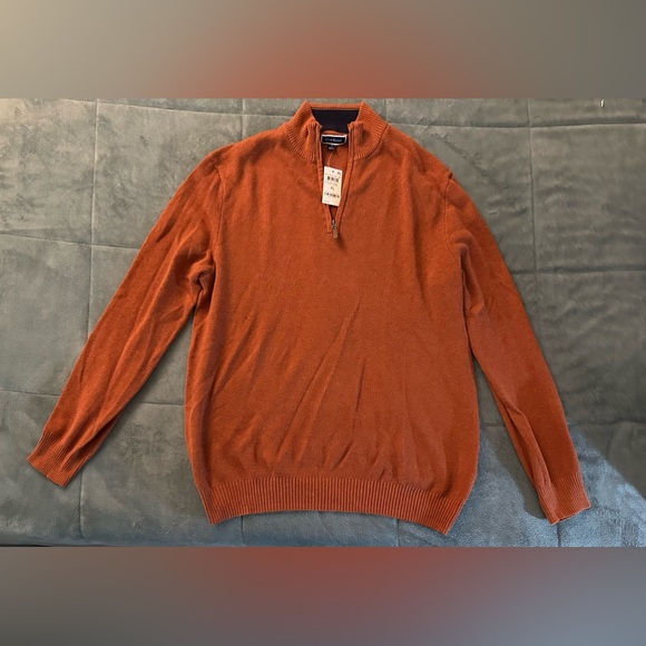 NWT - Club Room Men's Quarter-Zip Textured
Cotton Sweater Royal Orange Size XL - Picture 4 of 4
